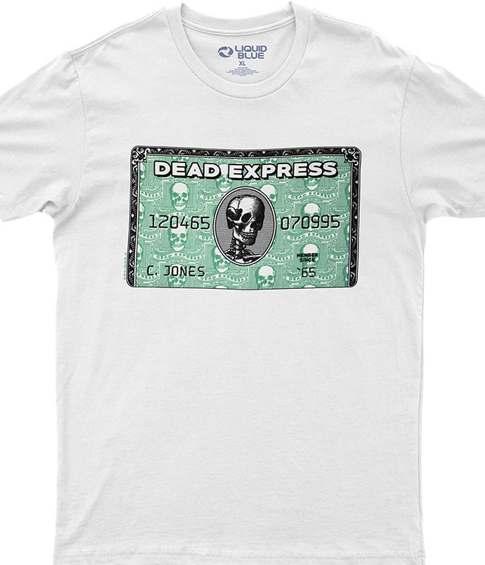 Dead Express White Athletic T-Shirt Tee Liquid Blue