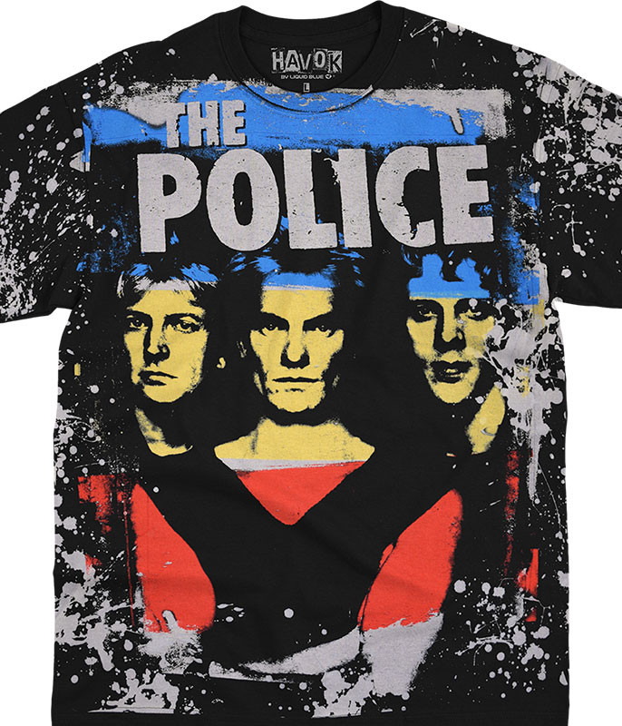 The Police Synchronicity Havok Black T-Shirt Tee Liquid Blue