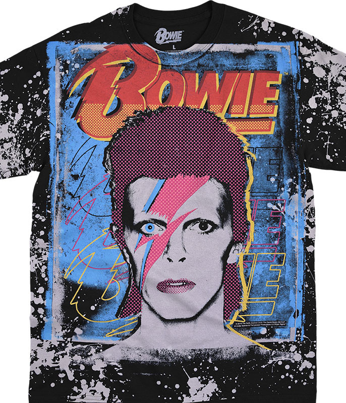 David Bowie Ziggy Havok Black T-Shirt Tee Liquid Blue