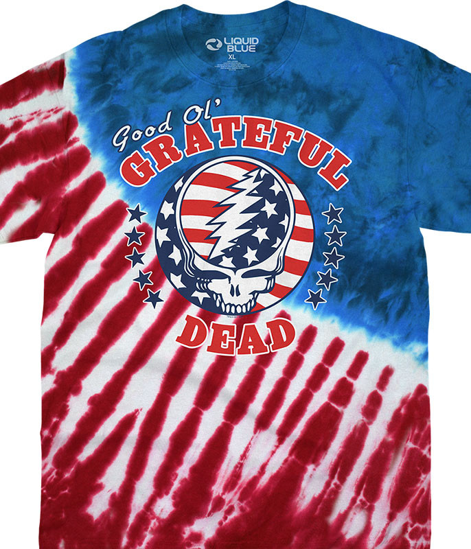 Grateful Dead Good Ol GD Tie-Dye T-Shirt Tee Liquid Blue