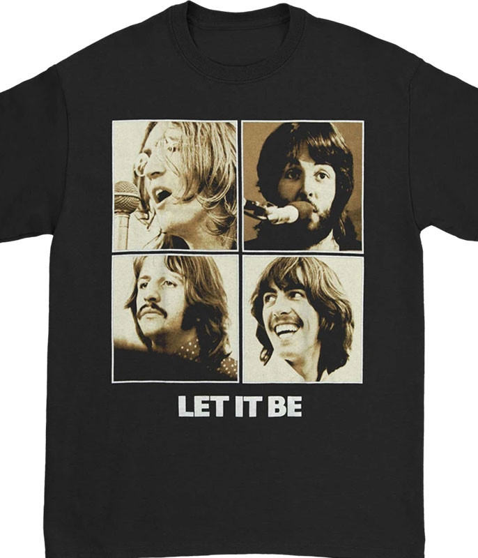 Beatles Let It Be Black T-Shirt Tee Liquid Blue
