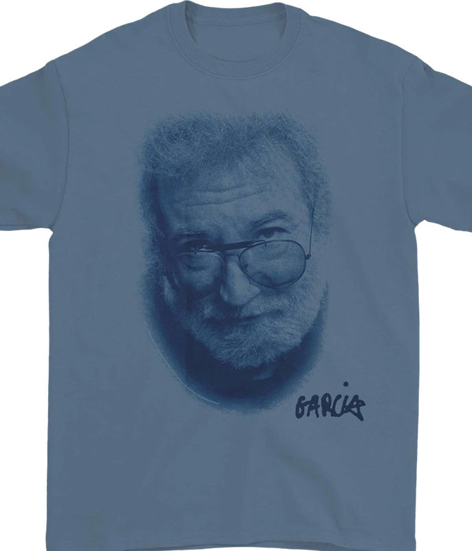 Jerry Garcia Portrait Blue T-Shirt Tee Liquid Blue