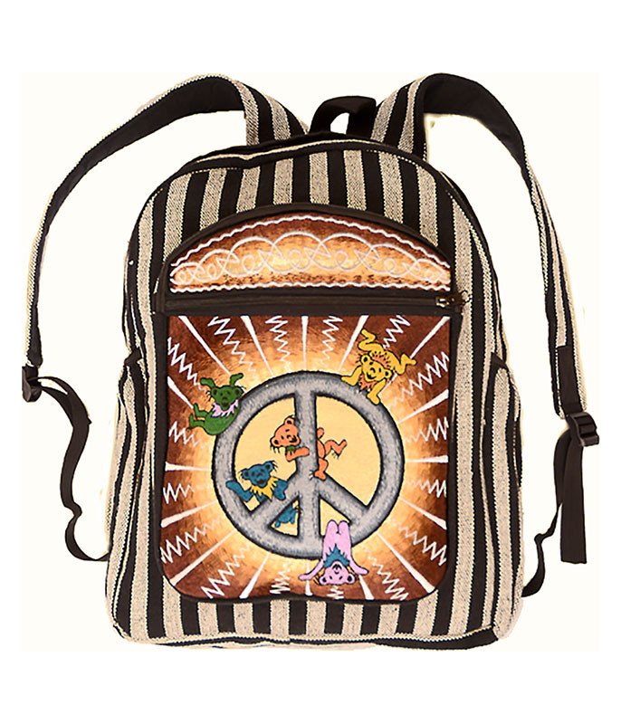 Grateful Dead Bear Hanging Peace Backpack Liquid Blue