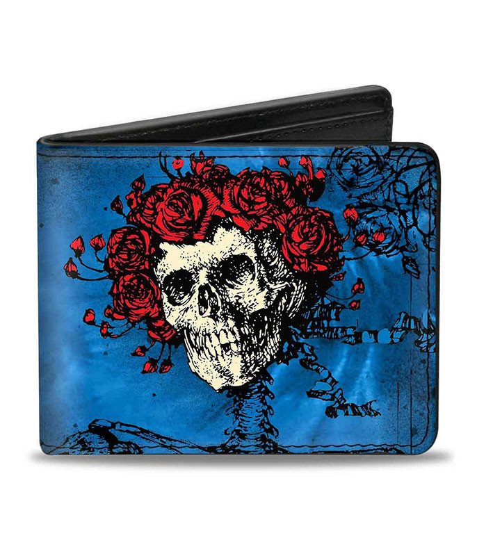 Grateful Dead GD Skull and Roses Blues Bi-Fold Wallet