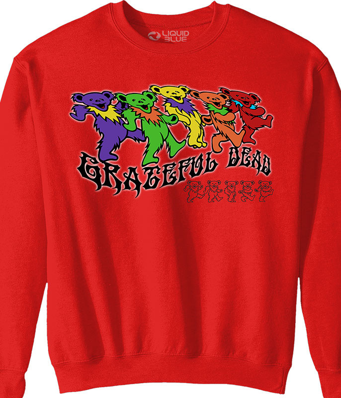 Grateful Dead Trippy Bears Red Sweatshirt Tee