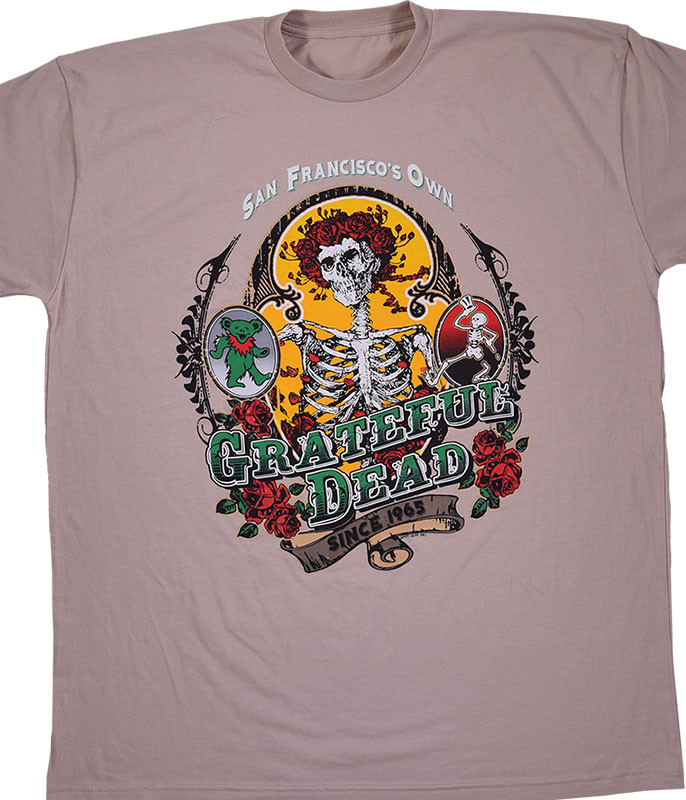 Grateful Dead Bay Area Beloved Tan Athletic T-Shirt Tee Liquid Blue