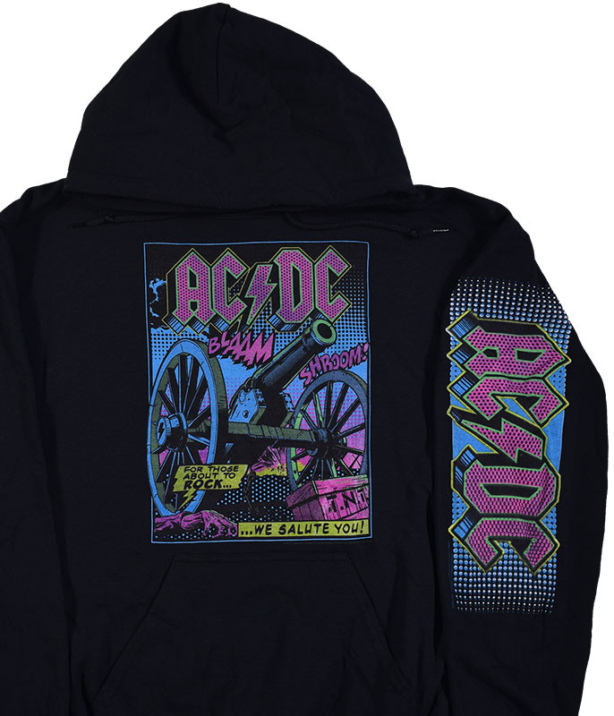 AC-DC TNT Blacklight Black Sleeve Printed Hoodie Liquid Blue