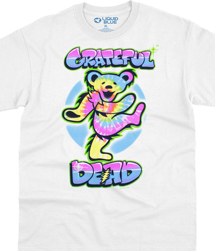 Grateful Dead Carnival Bear White T-Shirt Tee Liquid Blue