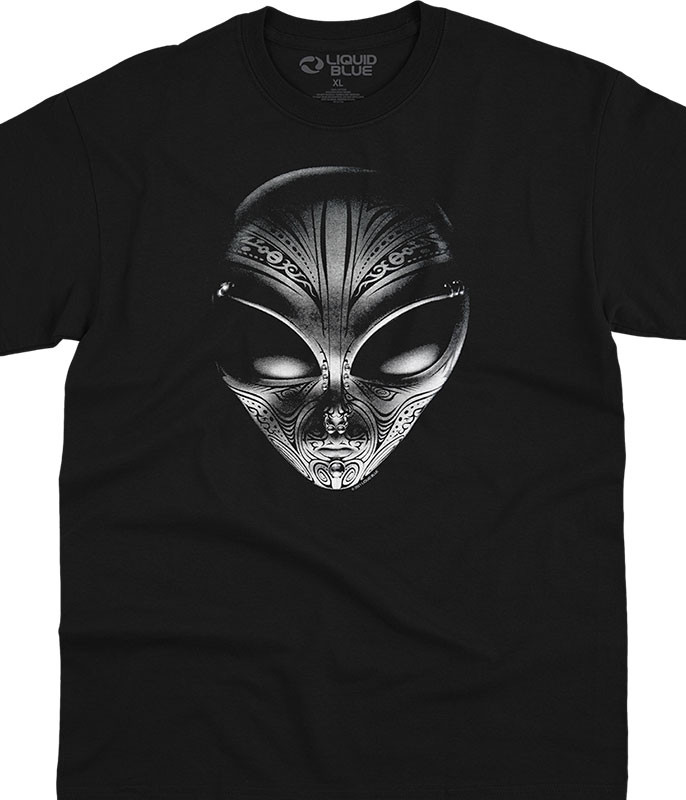 90s LIQUID BLUE エイリアン ロンT Tシャツ USA製 黒 XL Space Tribal Alien Black T-Shirt Tee Liquid Blue