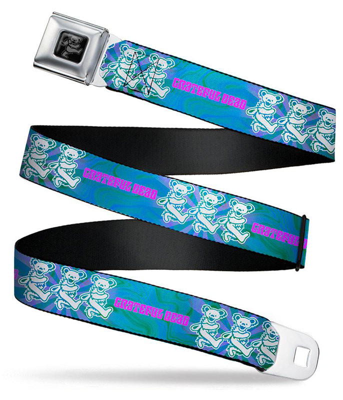 Grateful Dead Dancing Bear Trio Seatbelt Belt Blue