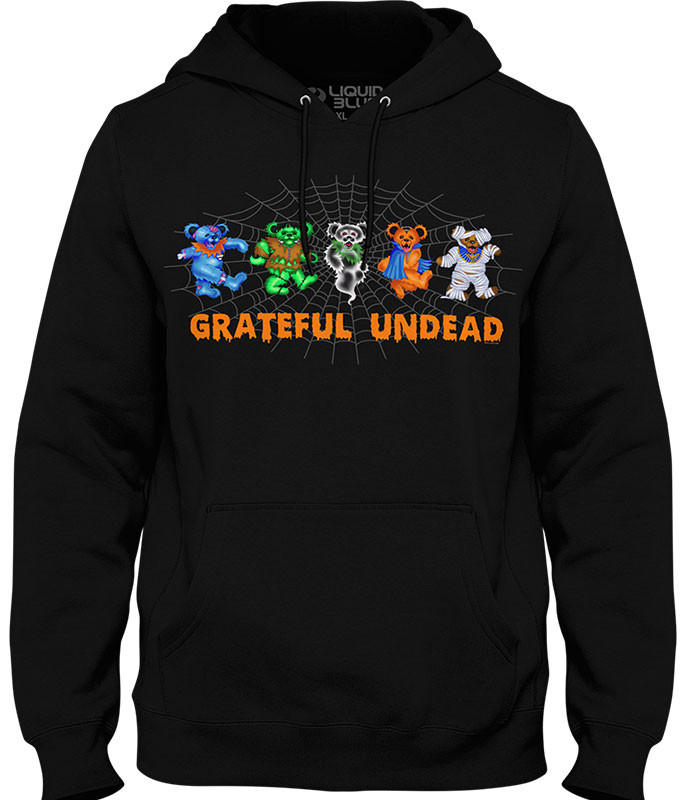 Grateful Dead Undead Bears Black Hoodie Liquid Blue