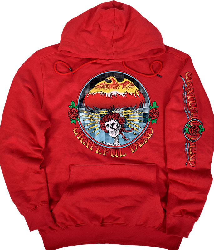 Grateful Dead Bertha Eagle Red Sleeve Printed Hoodie Liquid Blue