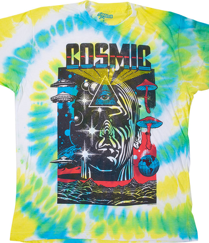 Light Fantasy Cosmic Tie-Dye T-Shirt Tee Liquid Blue