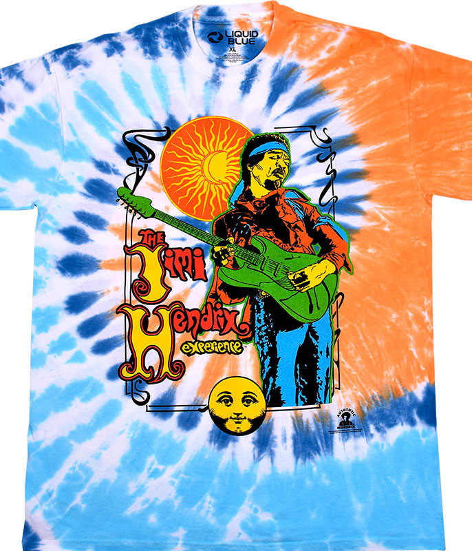 Jimi Hendrix Sun Moon Experience Tie-Dye T-Shirt Tee Liquid Blue