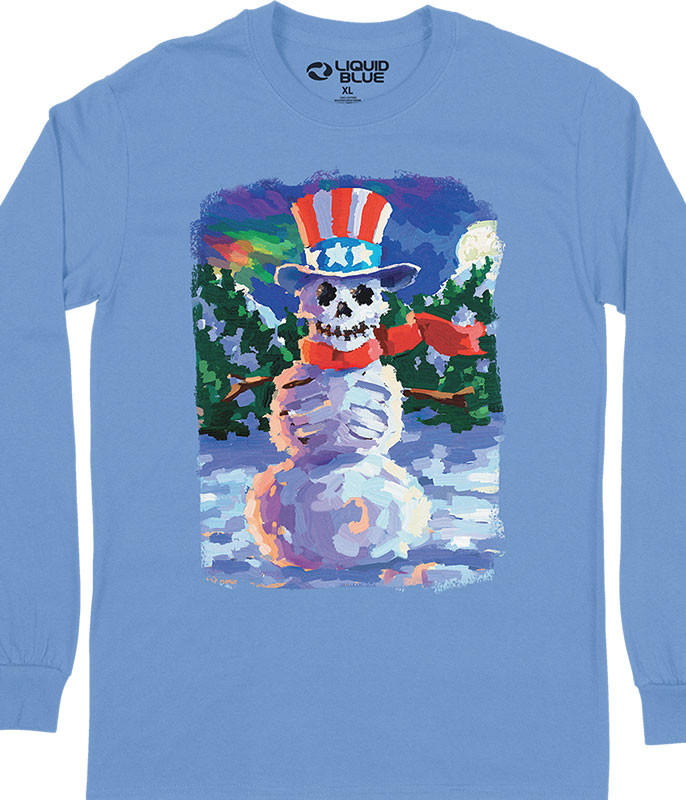 Liquid Blue Snowman Skeleton Long Sleeve T-Shirt Tee by Liquid Blue