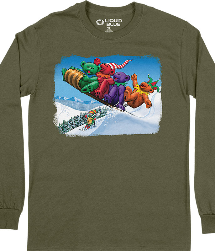 Grateful Dead Toboggan Bears Long Sleeve T-Shirt Tee by Liquid Blue