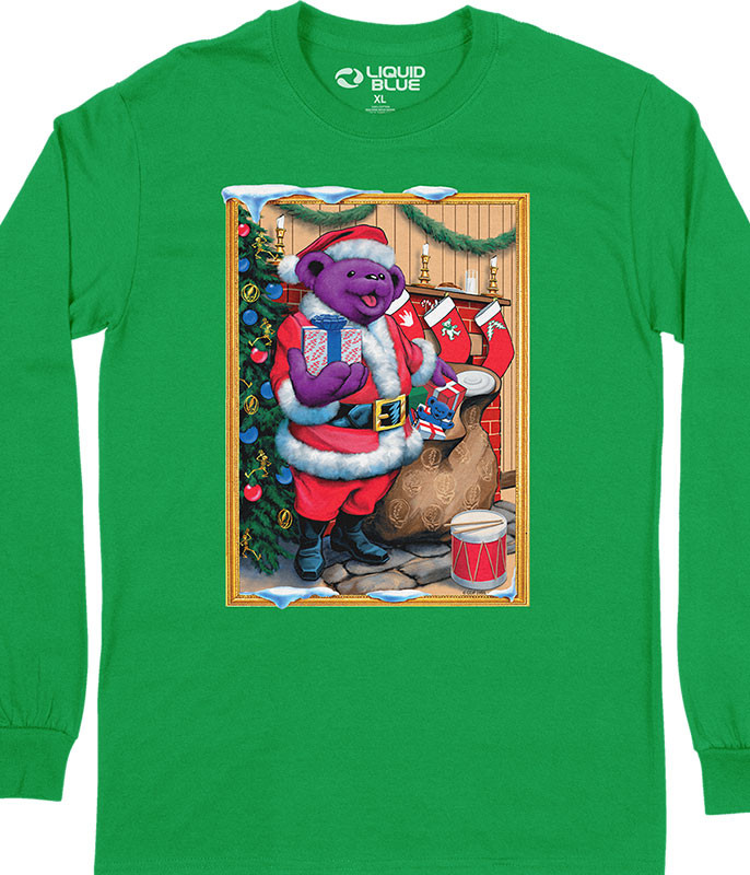 Grateful Dead Santa Bear Long Sleeve T-Shirt Tee by Liquid Blue