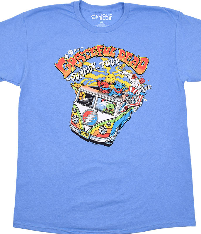 Grateful Dead Hippie Bus Blue T-Shirt Tee by Liquid Blue