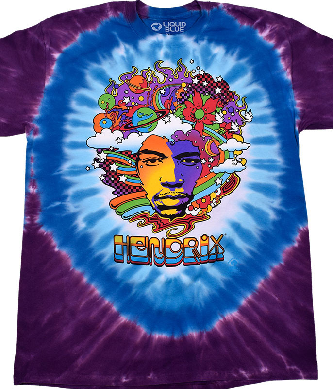 Jimi Hendrix Jimi Mod Tie-Dye T-Shirt Tee Liquid Blue