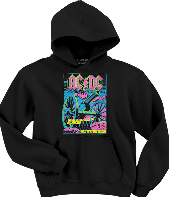 AC/DC TNT Blacklight Hoodie Black Liquid Blue