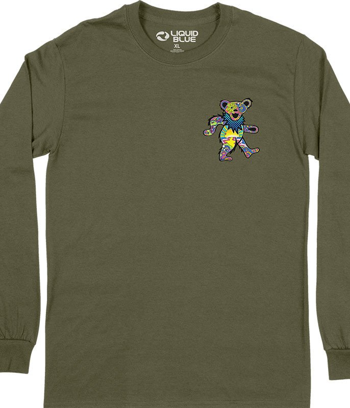 Grateful Dead Mod Bear Chest Long Sleeve T-Shirt Tee by Liquid Blue