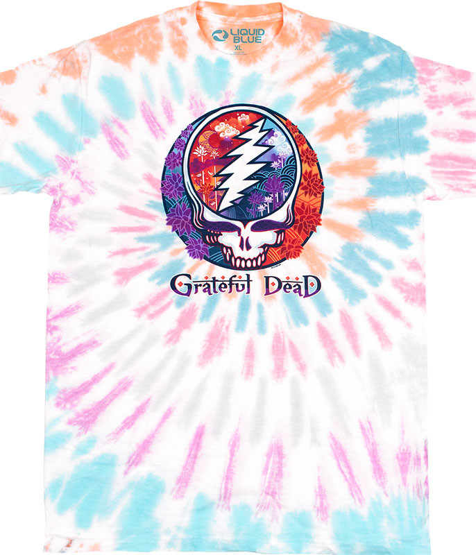 Grateful Dead Shangri-La Tie-Dye T-Shirt Tee Liquid Blue