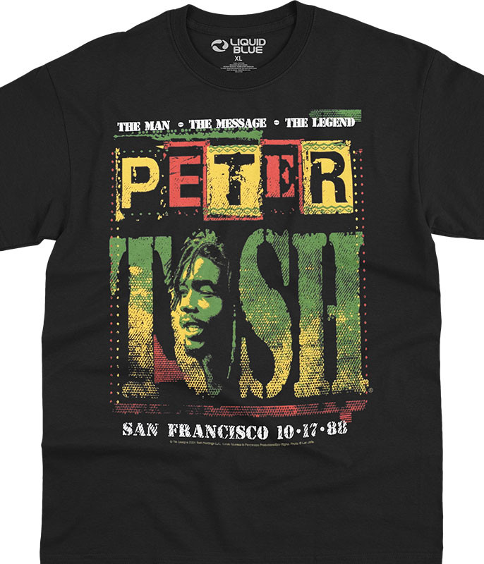 Peter Tosh Poster Black T-Shirt Tee Liquid Blue