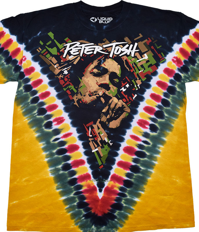 Peter Tosh Golden V Tie-Dye T-Shirt Tee Liquid Blue