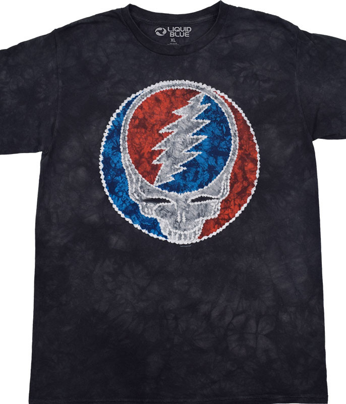 Grateful Dead Tie-Dye Stealie T-Shirt Tee Liquid Blue