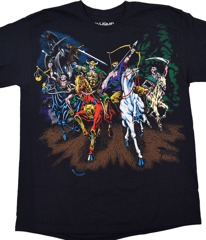 Dark Fantasy Four Horsemen Black T-Shirt Tee Liquid Blue