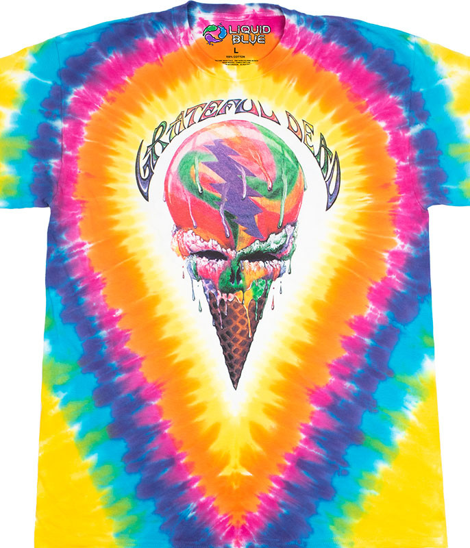 Grateful Dead Ice Cream Cone Tie-Dye T-Shirt Tee Liquid Blue