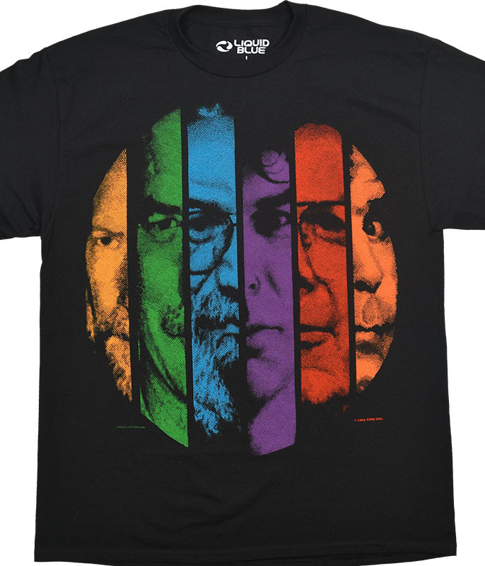 Grateful Dead Faces Black T-Shirt Tee Liquid Blue