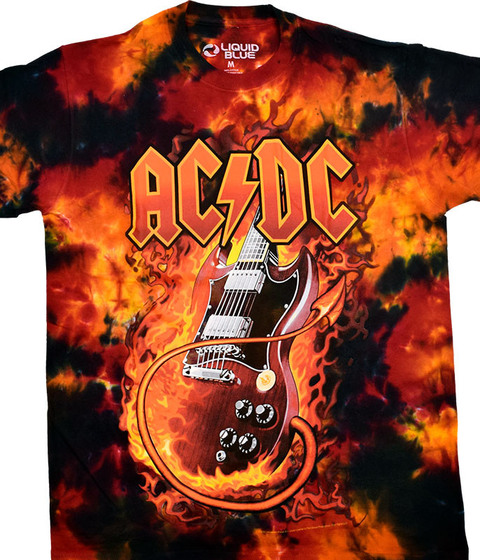 AC/DC Thunderstruck Clearance Tie-Dye T-Shirt Tee Liquid Blue
