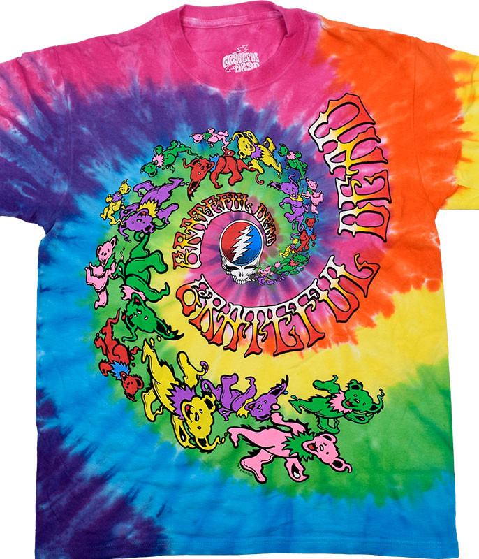 Grateful Dead Spiral Trippy Bears Clearance Tie-Dye T-Shirt Tee