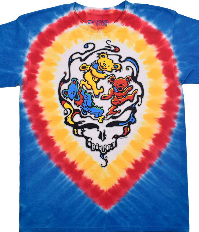 Grateful Dead Liquid Bears Tie-Dye T-Shirt Tee Liquid Blue