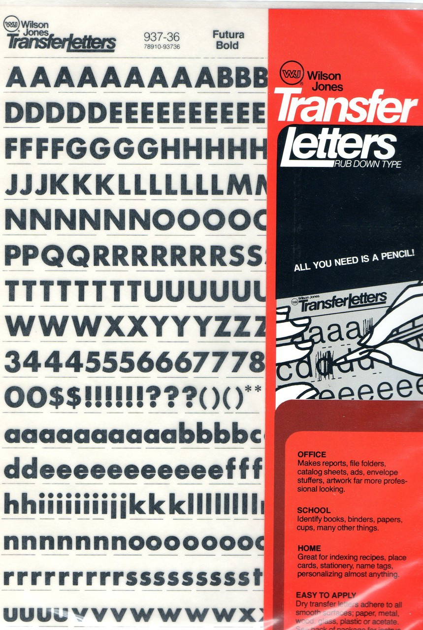 Dry Transfer Lettering, 36pt, 3/8", Rub On Decals