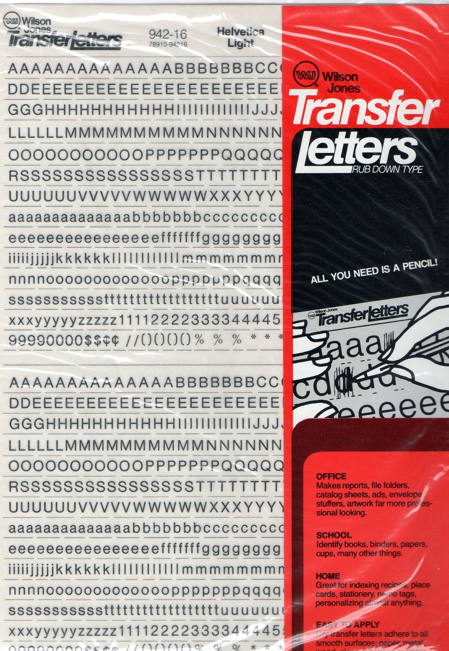 Dry Transfer Lettering, Rub On Decals, 16pt