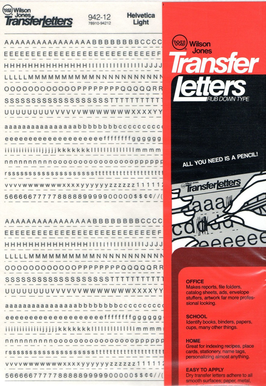 Rub On, Dry Transfer Lettering, Decals, 12pt 1/8