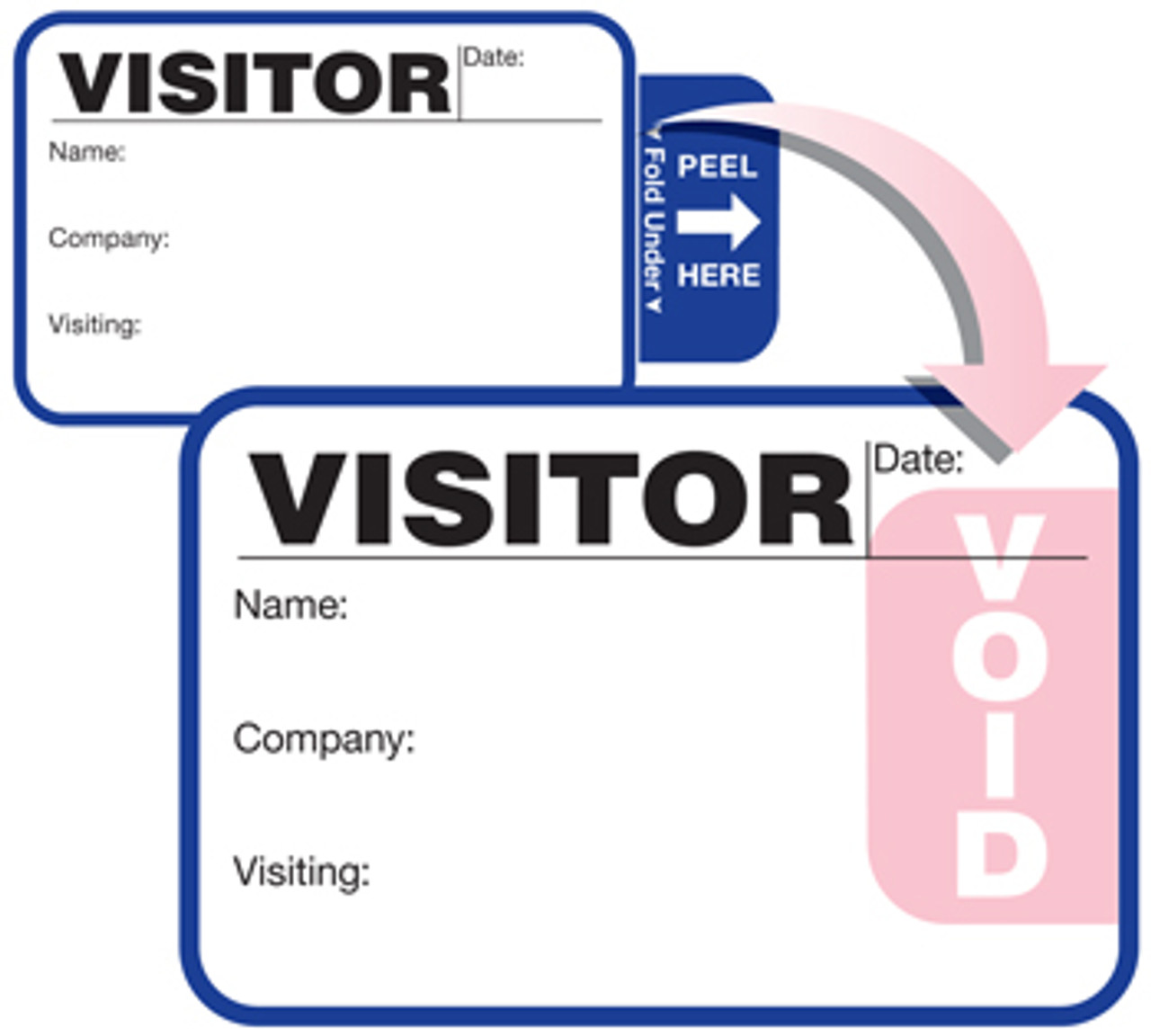 VisitorPass 3" x 2" TAB Expiring Direct Thermal Name Badges (VDTT3)