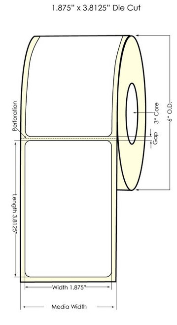 Primera LX900 1.875"x3.8125" High Gloss Polypropylene Labels PT951002