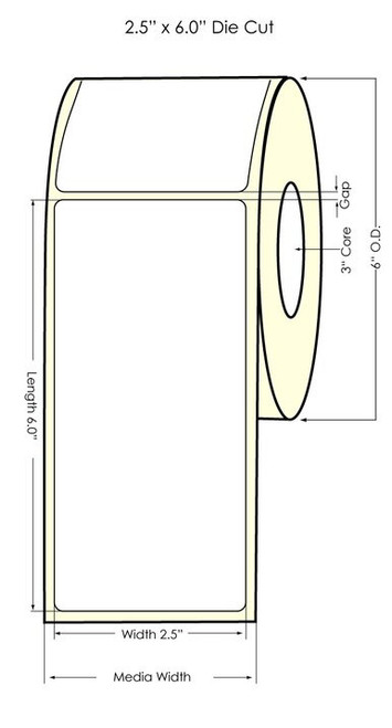 Primera LX810 2.5"x6" NP  High Gloss Polypropylene Labels 934005