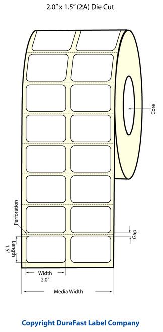 Epson TM-C3500 2" x 1.5" (2A) Matte BOPP Label 1480/Roll