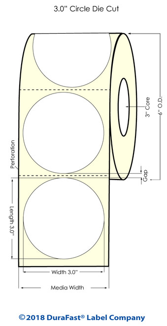 Inkjet 3" Circle Matrix ON High Gloss Label 800/Roll (551030)