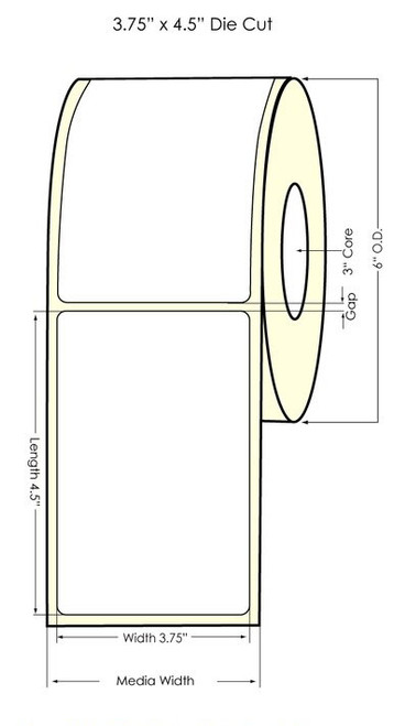 Inkjet 3.75" x 4.5" NP Clear Glossy BOPP Label 425/Roll