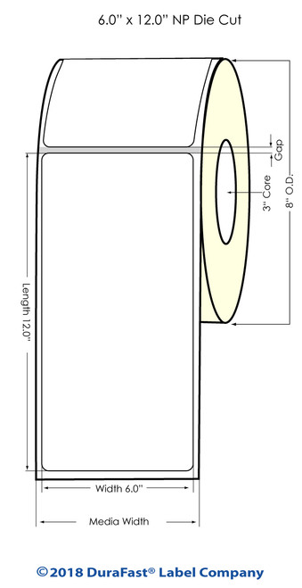 Laser 700/Edge 850 - 6" x 12" White Polyester Labels 440/Roll (685003)