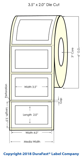 Inkjet 3.5" x 2" (inside 4" x 2.5") Matte Paper Label 1000/Roll (932023)