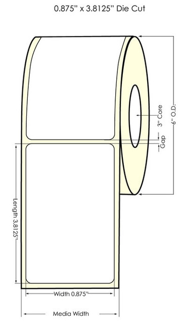 Inkjet 0.875" x 2.625" NP Glossy BOPP (Es Oil) Labels 1000/Roll (934019)