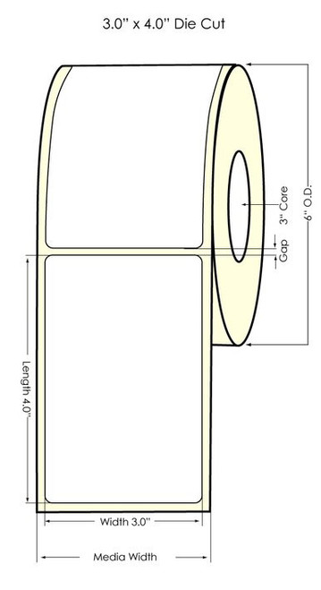 Inkjet 3" x 4" NP Glossy BOPP Labels 640/Roll (934022)