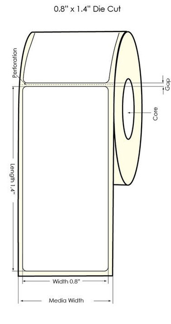 Inkjet 0.8" x 1.4" NP White Polyester Label 1600/Roll (935011)