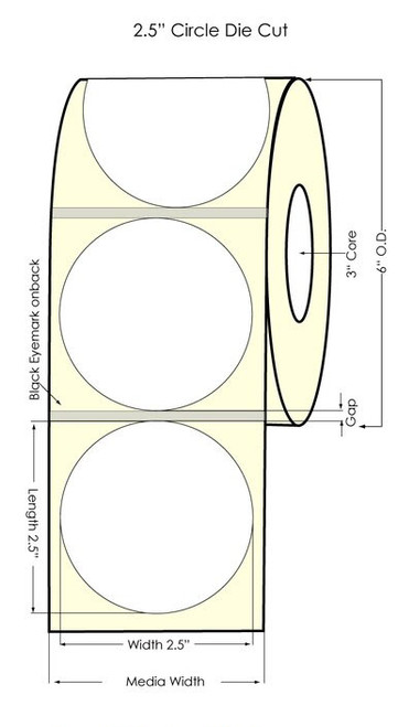 Inkjet 2.5" Circle - Silver Polyester Labels 900/Roll (937017)